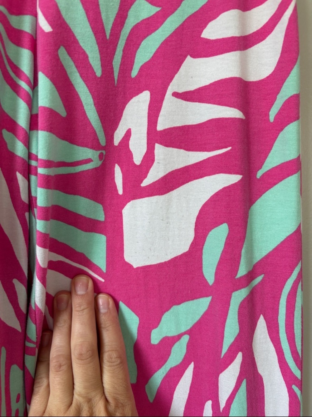 Lilly Pulitzer Spandex Blend Pink, Aqua & White Patterned Flare Pants - S - Picture 4 of 8